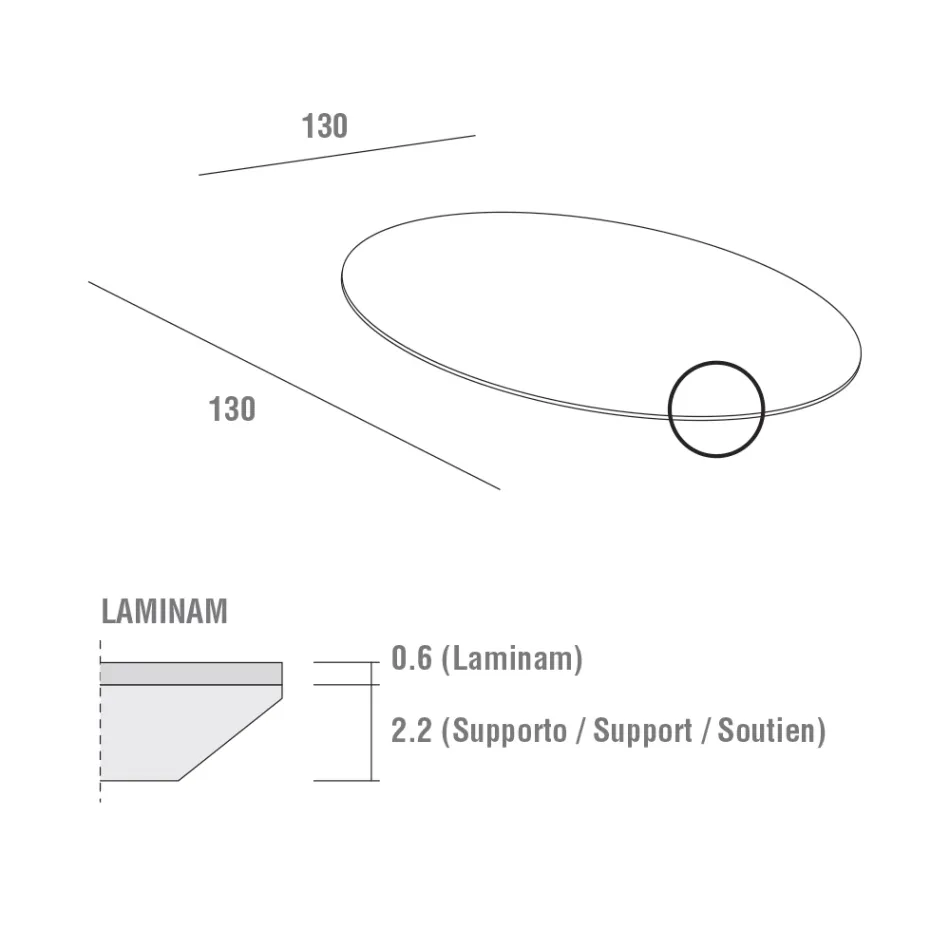 Mesa de Comedor con Tapa Redonda de Laminam Made in Italy - Lingotto Viadurini