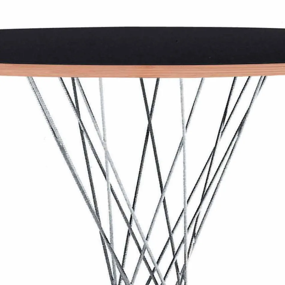 Mesa de comedor con tapa redonda en laminado negro Made in Italy - Plaza Viadurini