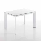 mesa de comedor con tapa de cristal templado pintado bianco Zeno Viadurini