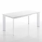 mesa de comedor con tapa de cristal templado pintado bianco Zeno Viadurini