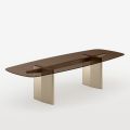 Mesa de comedor Opalia de 320 cm, de cristal y metal, fabricada en Italia.