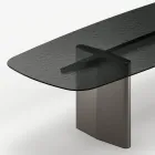 Mesa de comedor Opalia de 320 cm, de cristal y metal, fabricada en Italia. Viadurini