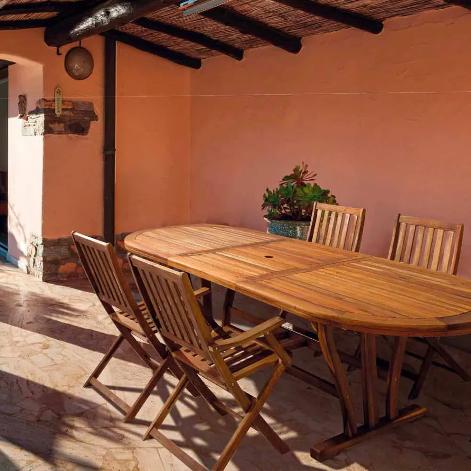 Mesa de comedor de exterior extensible hasta 240 cm en madera - Kaley Viadurini