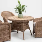 Mesa de comedor de exterior con tablero ancho de teca natural de duela - Melina Viadurini