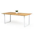 Mesa de comedor para exterior con tablero de teca natural cepillada - Mistral Viadurini