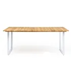 Mesa de comedor para exterior con tablero de teca natural cepillada - Mistral Viadurini