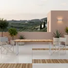 Mesa de comedor para exterior con tablero de teca natural cepillada - Mistral Viadurini