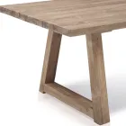 Mesa de comedor de exterior de madera de teca reciclada Made in Italy - Bambi Viadurini