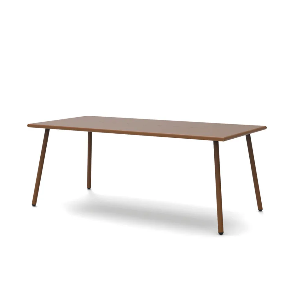 Mesa de comedor rectangular para exteriores en acero galvanizado Made in Italy - Elvia Viadurini