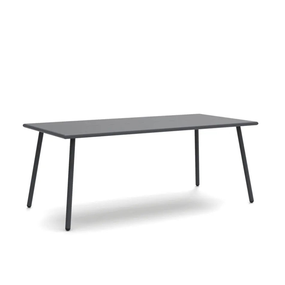 Mesa de comedor rectangular para exteriores en acero galvanizado Made in Italy - Elvia Viadurini