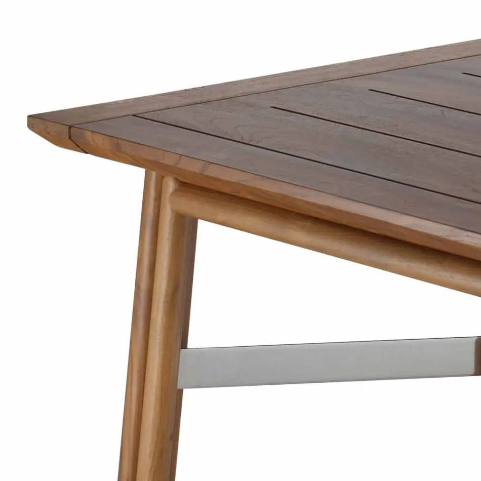 Mesa de comedor de jardín en madera natural o negra, lujo italiano - Suzana Viadurini