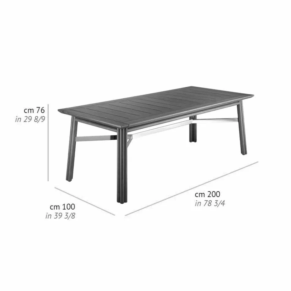 Mesa de comedor de jardín en madera natural o negra, lujo italiano - Suzana Viadurini