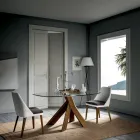 Sala de estar Mesa de comedor Tapa de vidrio y patas de madera - Botánico Viadurini