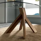 Sala de estar Mesa de comedor Tapa de vidrio y patas de madera - Botánico Viadurini