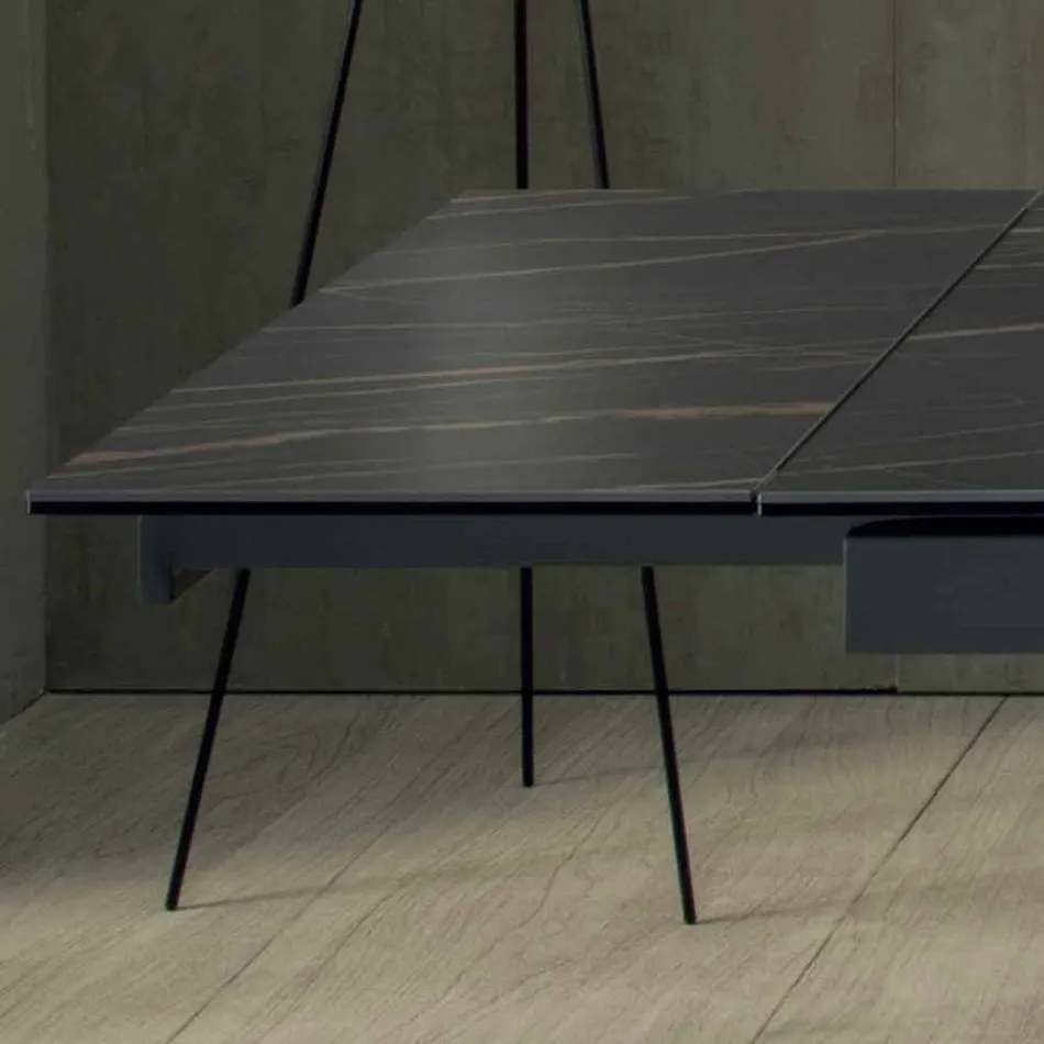 Mesa de comedor de diseño con tapa de cerámica extensible hasta 240 cm - Ultron Viadurini