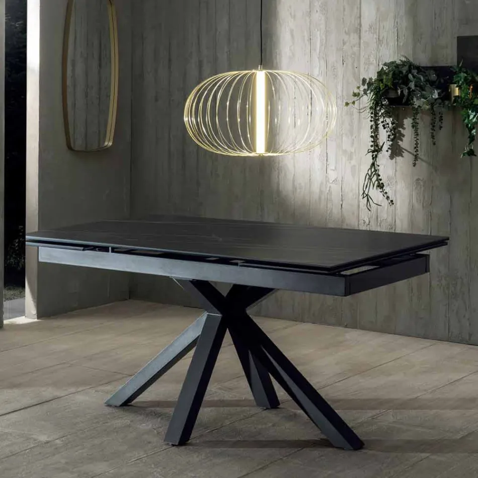 Mesa de comedor de diseño con tapa de cerámica extensible hasta 240 cm - Ultron Viadurini