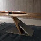 Mesa de Comedor de Diseño con Tapa de Metal en Nogal Canaletto - Madera Zorato Viadurini