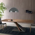 Mesa de Comedor de Diseño con Tapa de Metal en Nogal Canaletto - Madera Zorato Viadurini
