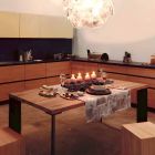 Mesa de comedor de diseño en diseño de nogal natural, L200xP100cm, Yvonne Viadurini