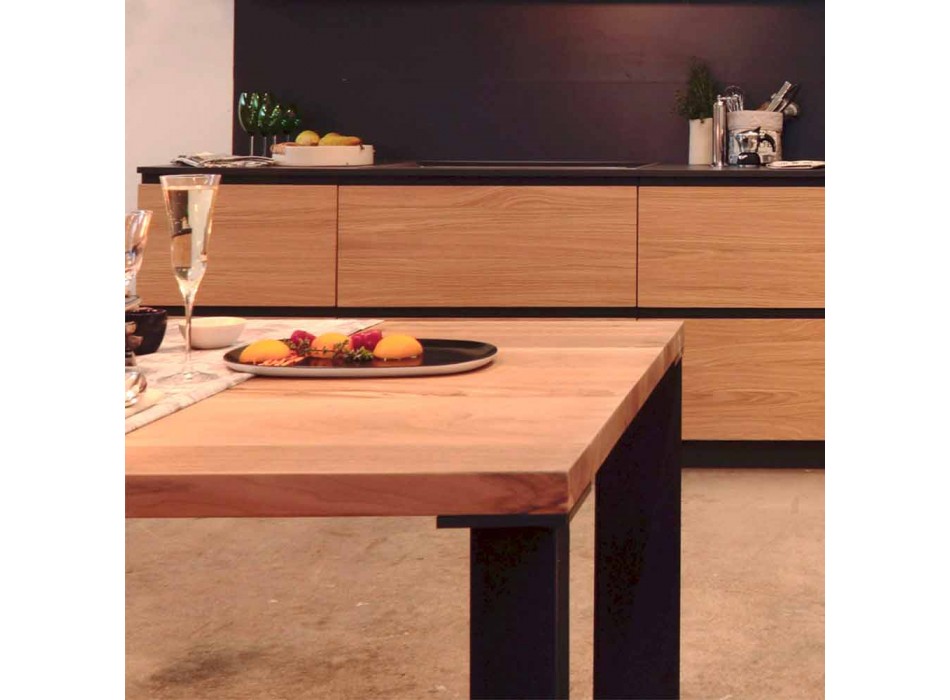 Mesa de comedor de diseño en diseño de nogal natural, L200xP100cm, Yvonne Viadurini