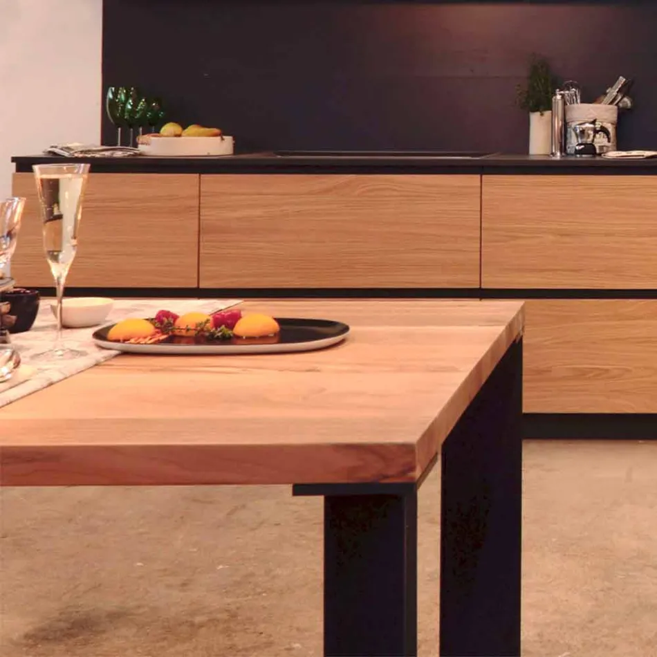 Mesa de comedor de diseño en diseño de nogal natural, L200xP100cm, Yvonne Viadurini