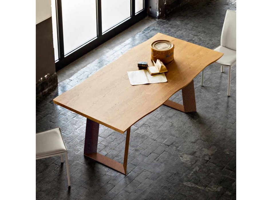 mesa de comedor moderno diseño de 100x200 cm en madera y metal de la planta Viadurini