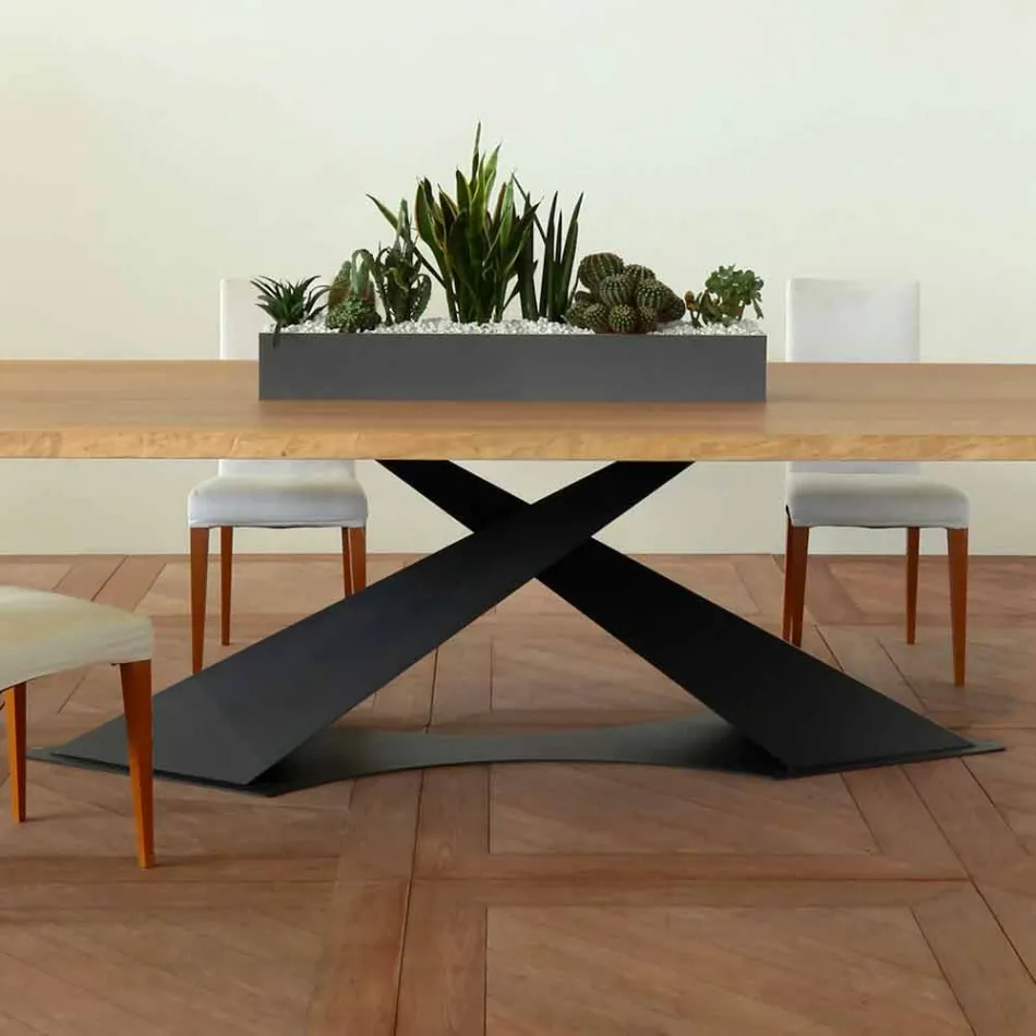 Mesa de comedor de diseño moderno con Elliot hecha en la parte superior de roble de Italia Viadurini