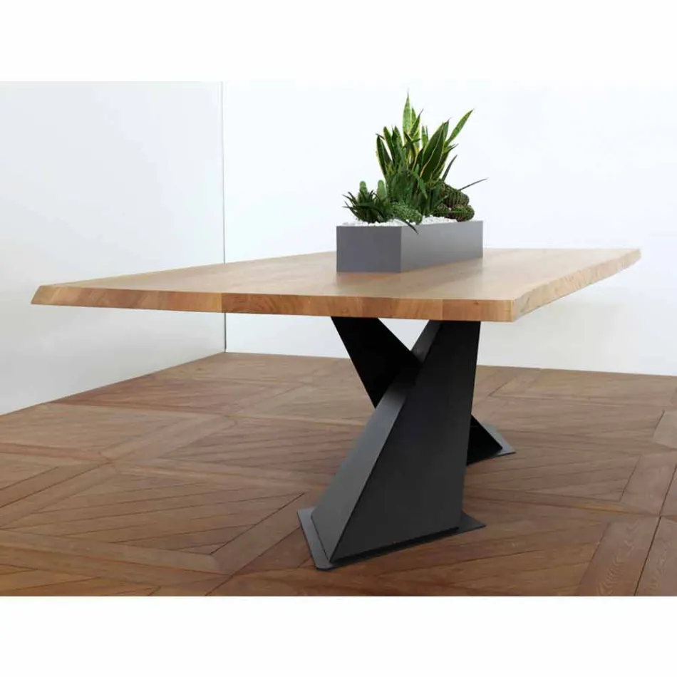 Mesa de comedor de diseño moderno con Elliot hecha en la parte superior de roble de Italia Viadurini