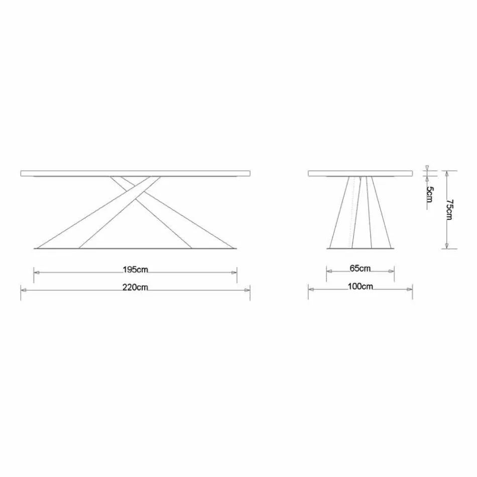 Mesa de comedor de diseño moderno con Elliot hecha en la parte superior de roble de Italia Viadurini