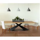 Mesa de comedor de diseño moderno con Elliot hecha en la parte superior de roble de Italia Viadurini