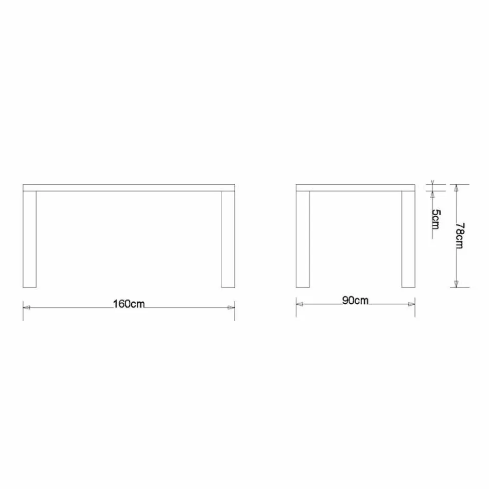 Mesa de comedor de diseño moderno en roble macizo, L160xP90cm, Loran Viadurini