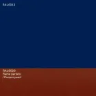 Mesa de comedor ovalada de diseño moderno en MDF azul y cobre Made in Italy - Oku Viadurini