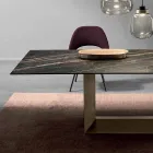 Mesa de comedor extensible en cerámica y metal Made in Italy - Marrón oscuro Viadurini