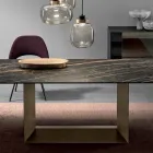 Mesa de comedor extensible en cerámica y metal Made in Italy - Marrón oscuro Viadurini