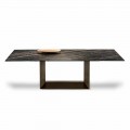 Mesa de comedor extensible en cerámica y metal Made in Italy - Marrón oscuro