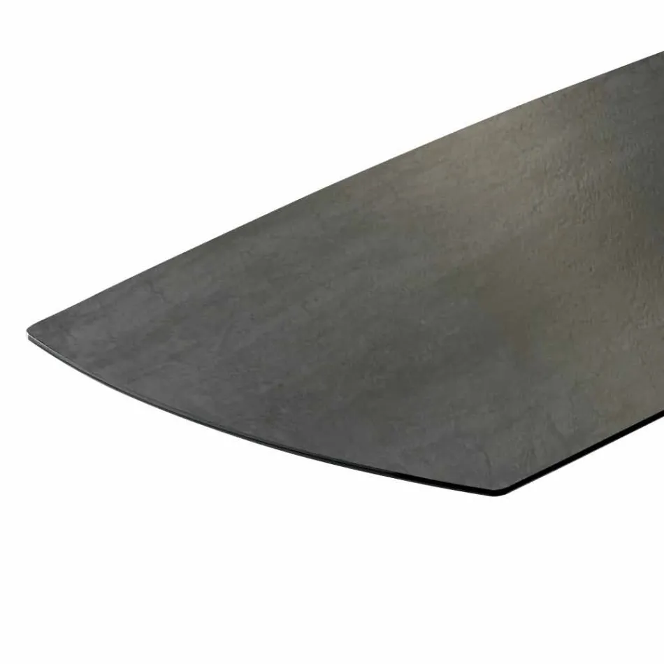 Mesa de comedor de diseño en base de cerámica y vidrio ahumado Made in Italy - Random Viadurini