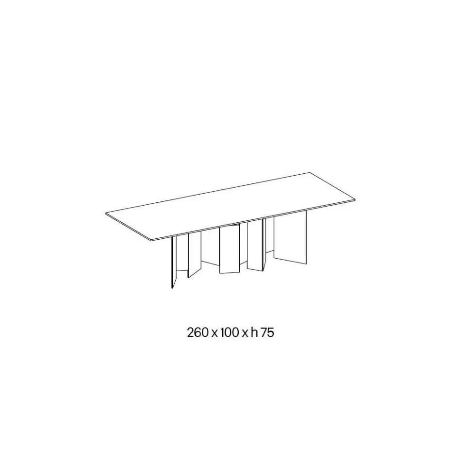 Mesa de comedor de diseño en base de cerámica y vidrio ahumado Made in Italy - Random Viadurini