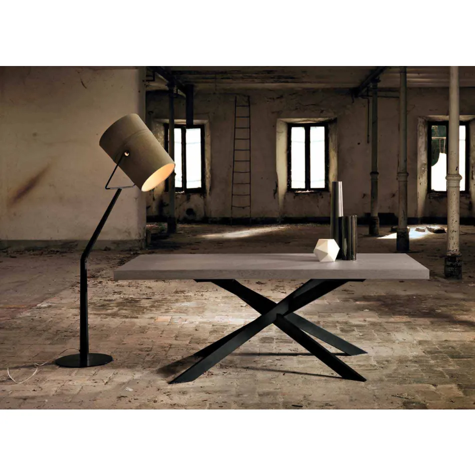 Mesa de comedor de diseño en roble y metal fabricada en Italia Oncino. Viadurini