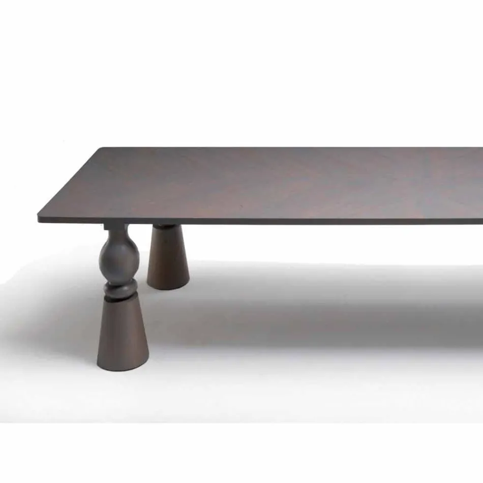 Mesa de comedor de diseño en madera de roble gris, hecha en Italia, Teseo Viadurini