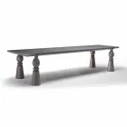 Mesa de comedor de diseño en madera de roble gris, hecha en Italia, Teseo Viadurini