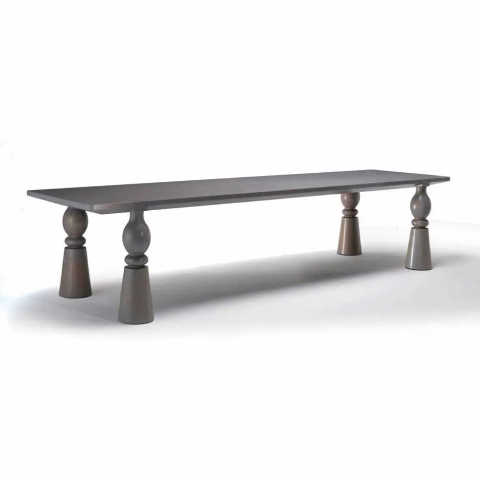 Mesa de comedor de diseño en madera de roble gris, hecha en Italia, Teseo Viadurini