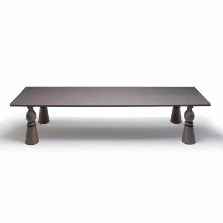Mesa de comedor de diseño en madera de roble gris, hecha en Italia, Teseo Viadurini