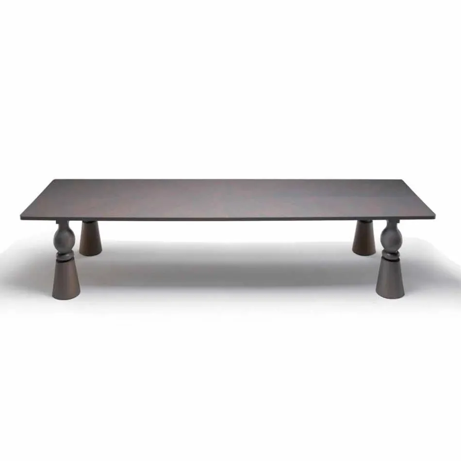 Mesa de comedor de diseño en madera de roble gris, hecha en Italia, Teseo Viadurini