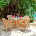 Tabla diseñador comedor polietileno mano tejida Chad Viadurini