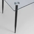 Mesa de comedor de diseño moderno en vidrio templado y metal negro - Foulard Viadurini