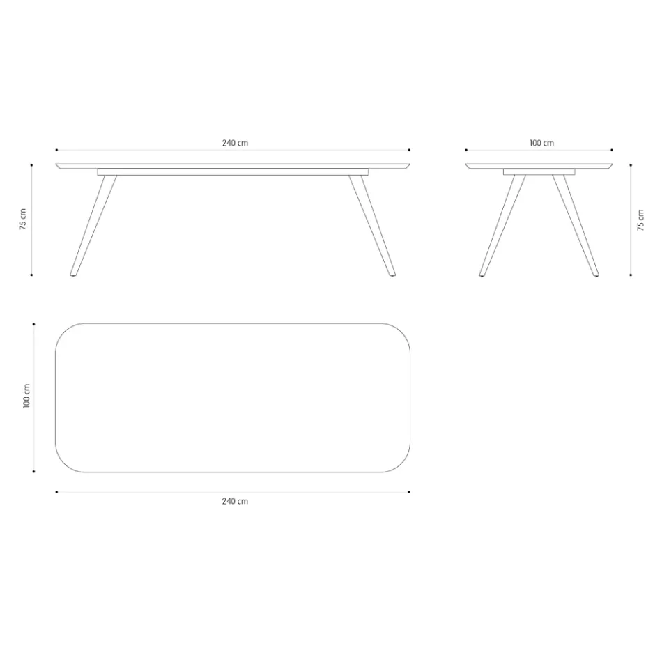 Mesa de comedor de calidad con tapa de madera de fresno Made in Italy - Ulma Viadurini