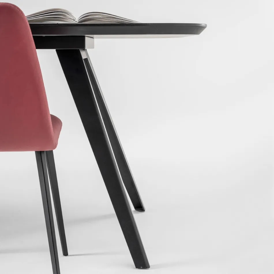 Mesa de comedor de calidad con tapa de madera de fresno Made in Italy - Ulma Viadurini