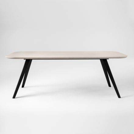 Mesa de comedor de calidad con tapa de madera de fresno Made in Italy - Ulma Viadurini