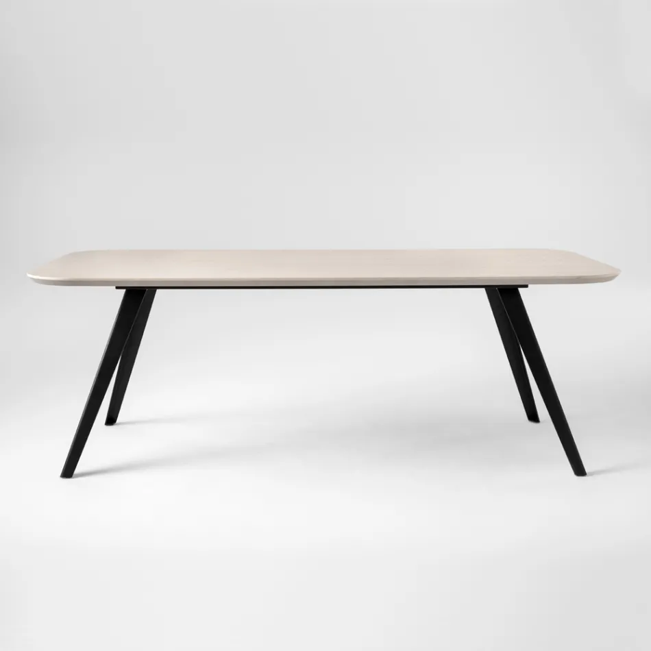 Mesa de comedor de calidad con tapa de madera de fresno Made in Italy - Ulma Viadurini