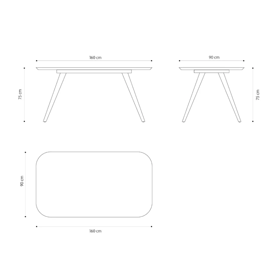 Mesa de comedor de calidad con tapa de madera de fresno Made in Italy - Ulma Viadurini